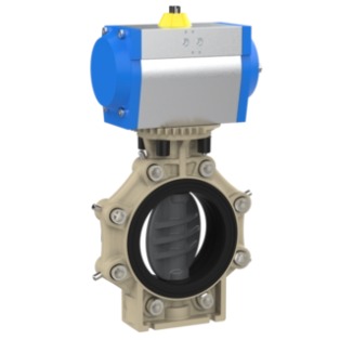 Absperrklappe K4 Lug Type DIN mit Pneumatikantrieb (PVC-U)