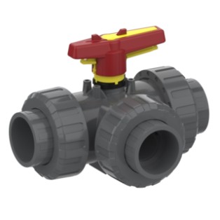 3-Wege-Kugelhahn M1 L-Kugel, Klebemuffe ASTM (PVC-U)