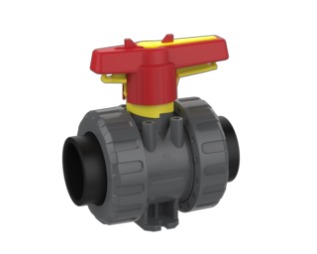 2-way modular ball valve M1 silicone free, PE fusion socket ends metric (PVC-U)