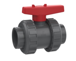 Vanne à bille 2 voies S6 PTFE – manchon à coller PVCu JIS (PVC-U)