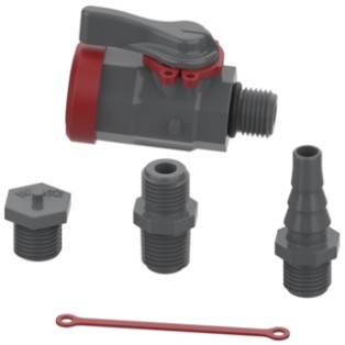 Valvola a sfera di campionamento con kit di raccordo, NPT (PVC-U)