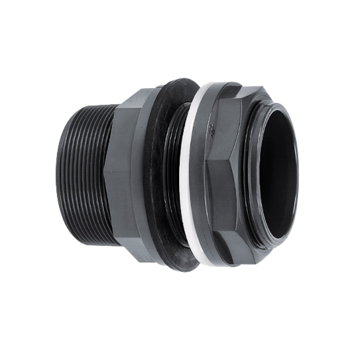 IBG® Behälterverschraubungen, Klebemuffe – Außen-/Innengewinde, Abdichtungsringe EPDM und Polyamide, grau