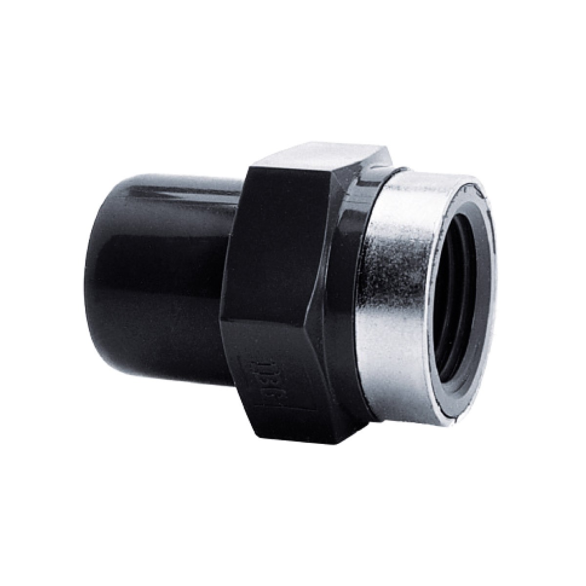 IBG® transition piece, solvent socket/spigot – female thread, reinforced, PN10, grey