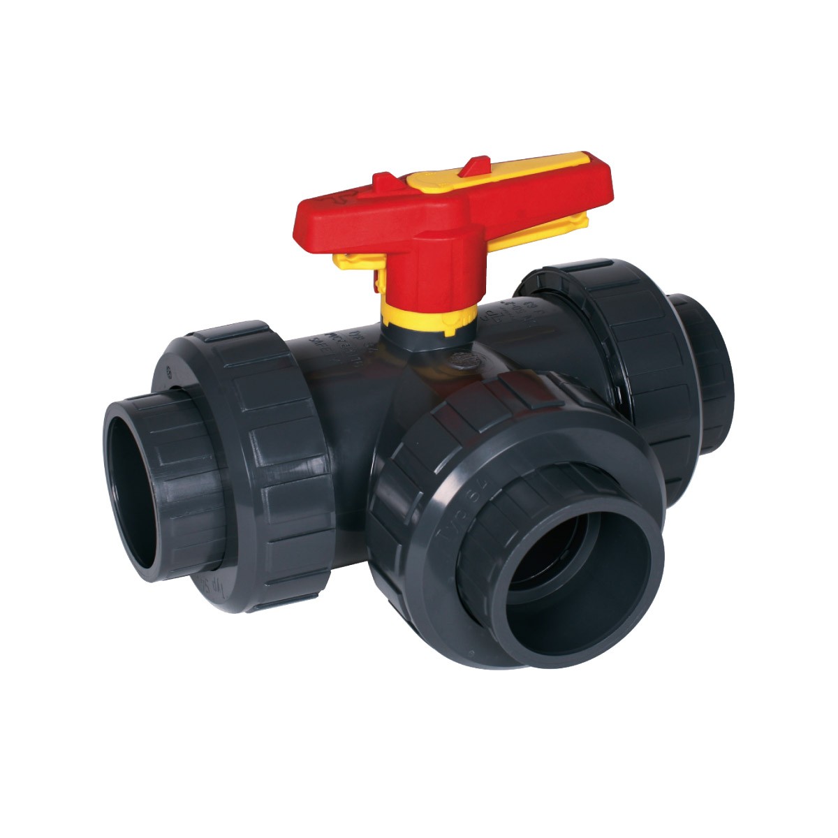3-weg-kogelkraan S4 L-kogel – lijmmof PVC-U (PTFE/EPDM of FPM)