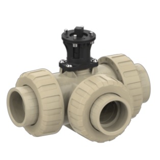 Kugelhahn 3W M1 L-Kugel mit Adapterset – PP-Schweißmuffe metrisch