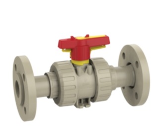 2-way modular ball valve M1 silicone free, backing flange ANSI, long (PP-H)