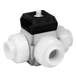 Kugelhahn 3W S4, Automatik-Adapterset, PVDF-Schweißmuffe, T-Kugel
