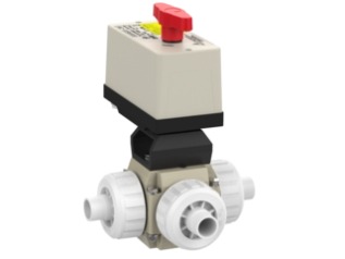 3-Wege-Kugelhahn S4 mit Elektroantrieb, L-Kugel, PVDF-Schweißstutzen (PVDF)