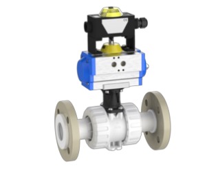 Kugelhahn 2W M1 pneumatisch mit Stellungsrückmelder (pi-250V) – Losflansch (DIN, lang)