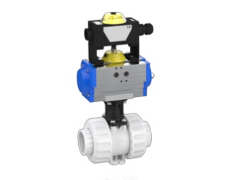 Kugelhahn 2W M1 pneumatisch mit Stellungsrückmelder (pi-250V) – PVDF-Schweißmuffe