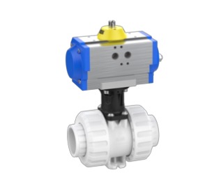 2-Wege-Kugelhahn M1 Pneumatikantrieb standard, silikonfrei – PVDF-Schweißmuffe (PVDF)