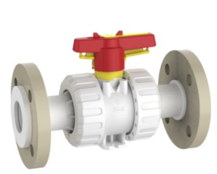 2-weg industriële kogelkraan M1 siliconenvrij – losse flens lang (DIN) (PVDF)